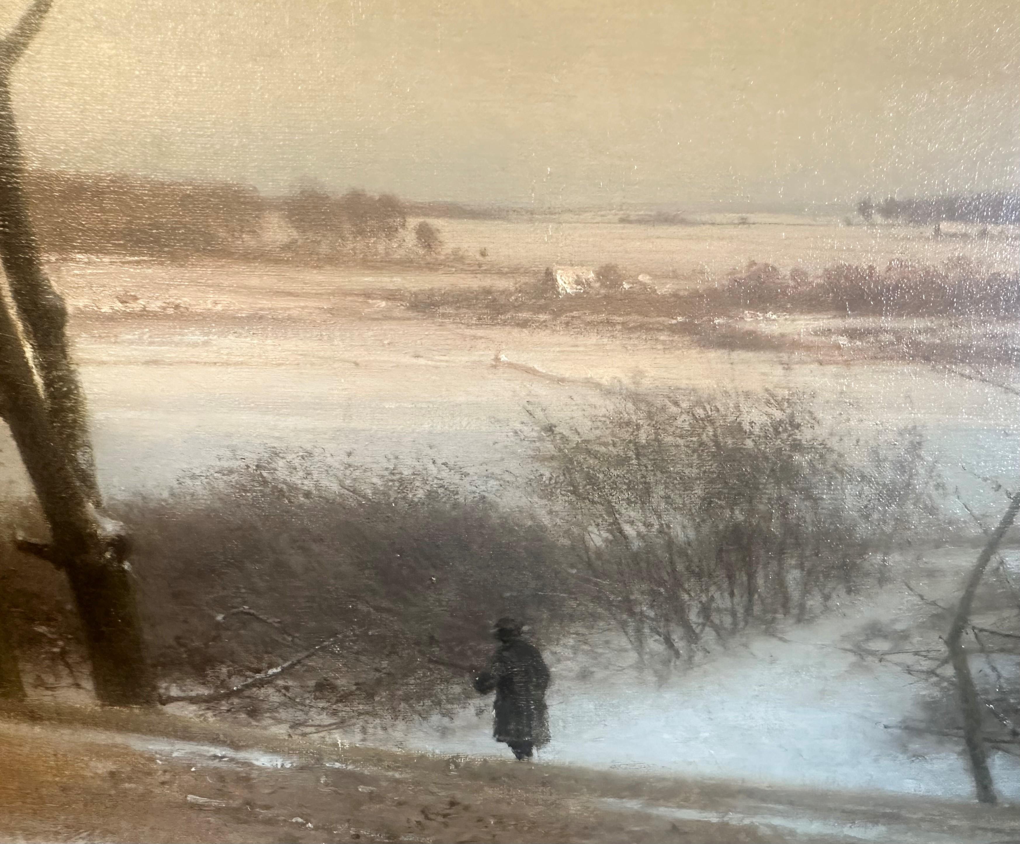 Winter hunting southern Sweden - Beige Landscape Painting by Frederik Rohde