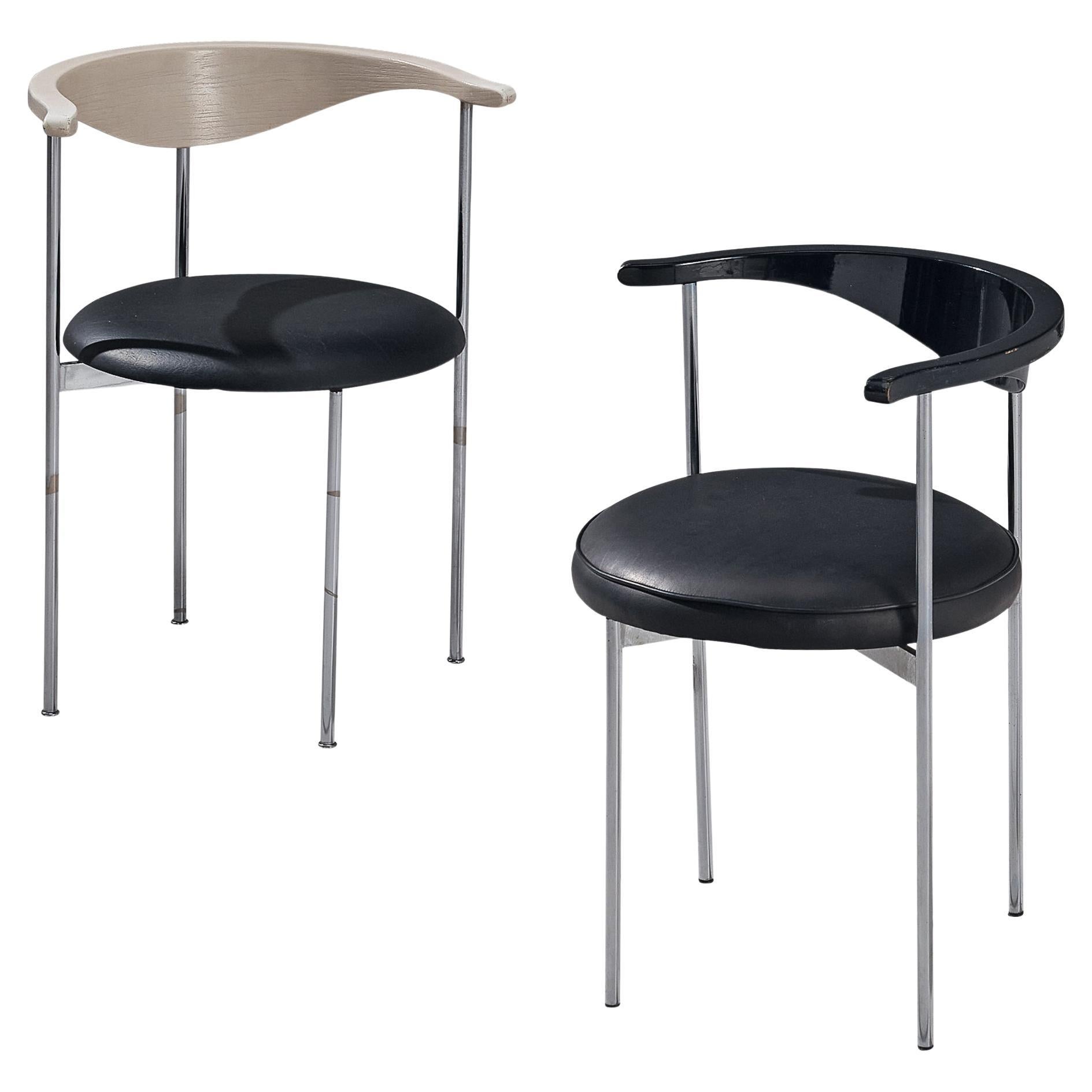 Frederik Sieck Pair of Chairs in Black and White For Sale