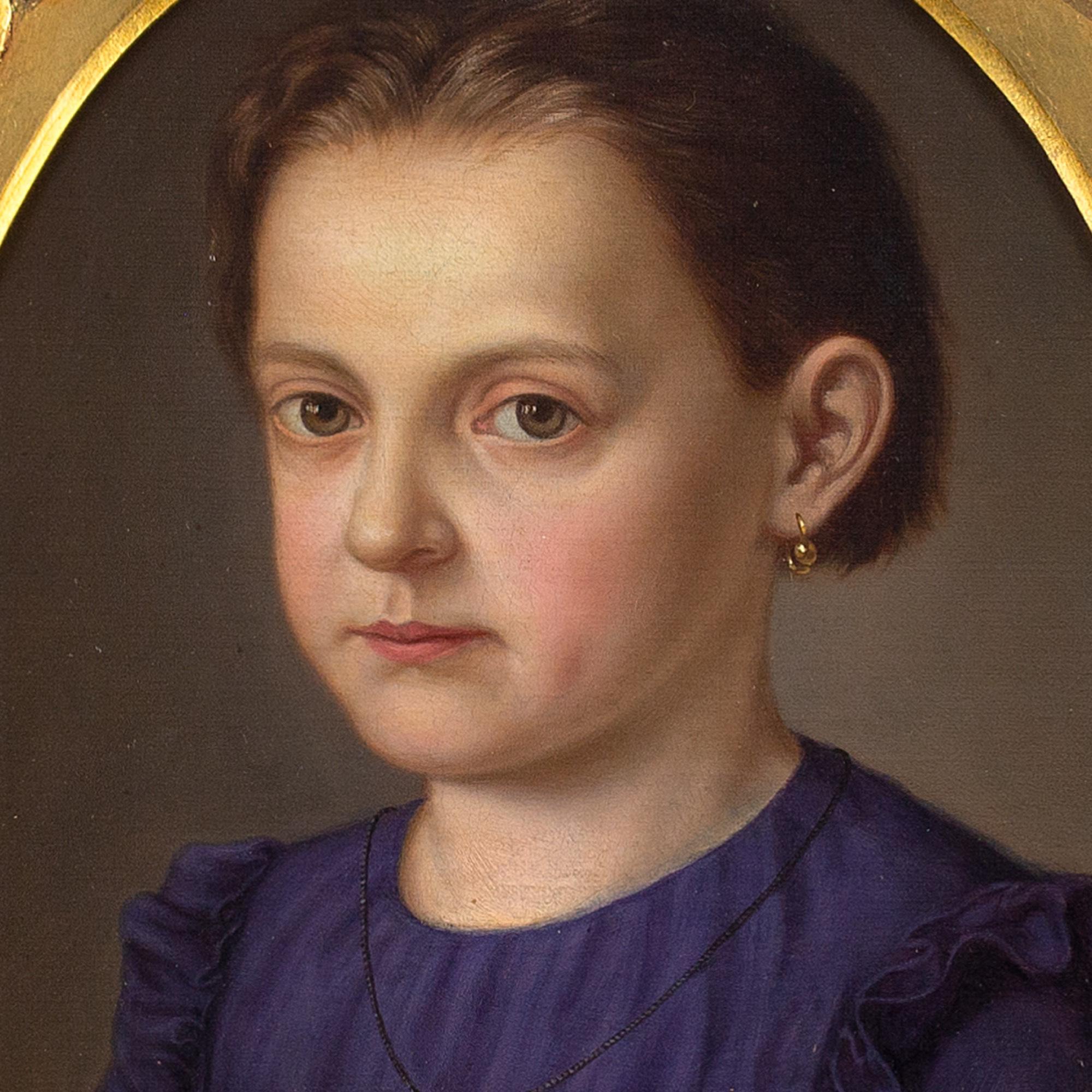 Frederik Vermehren (Cerchio), Ritratto di ragazza della scuola danese, Pittura a olio 4