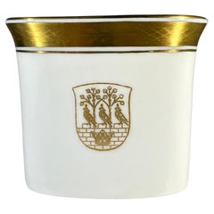 Used Frederiksberg Coat Of Arms, Royal Copenhagen Porcelain, Gilded Toothpick Holder