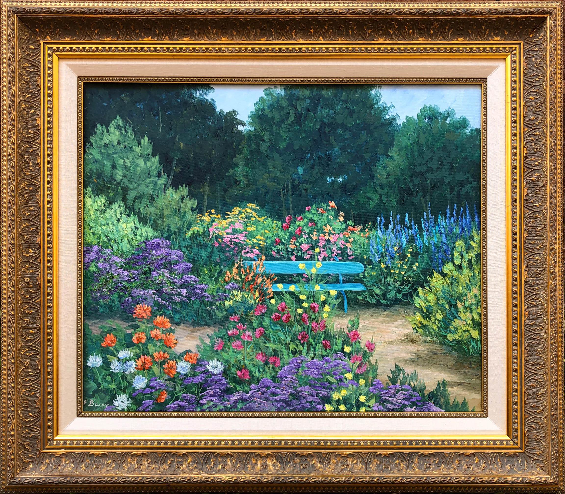 Le Banc du Jardin - Painting by Frederique Baray