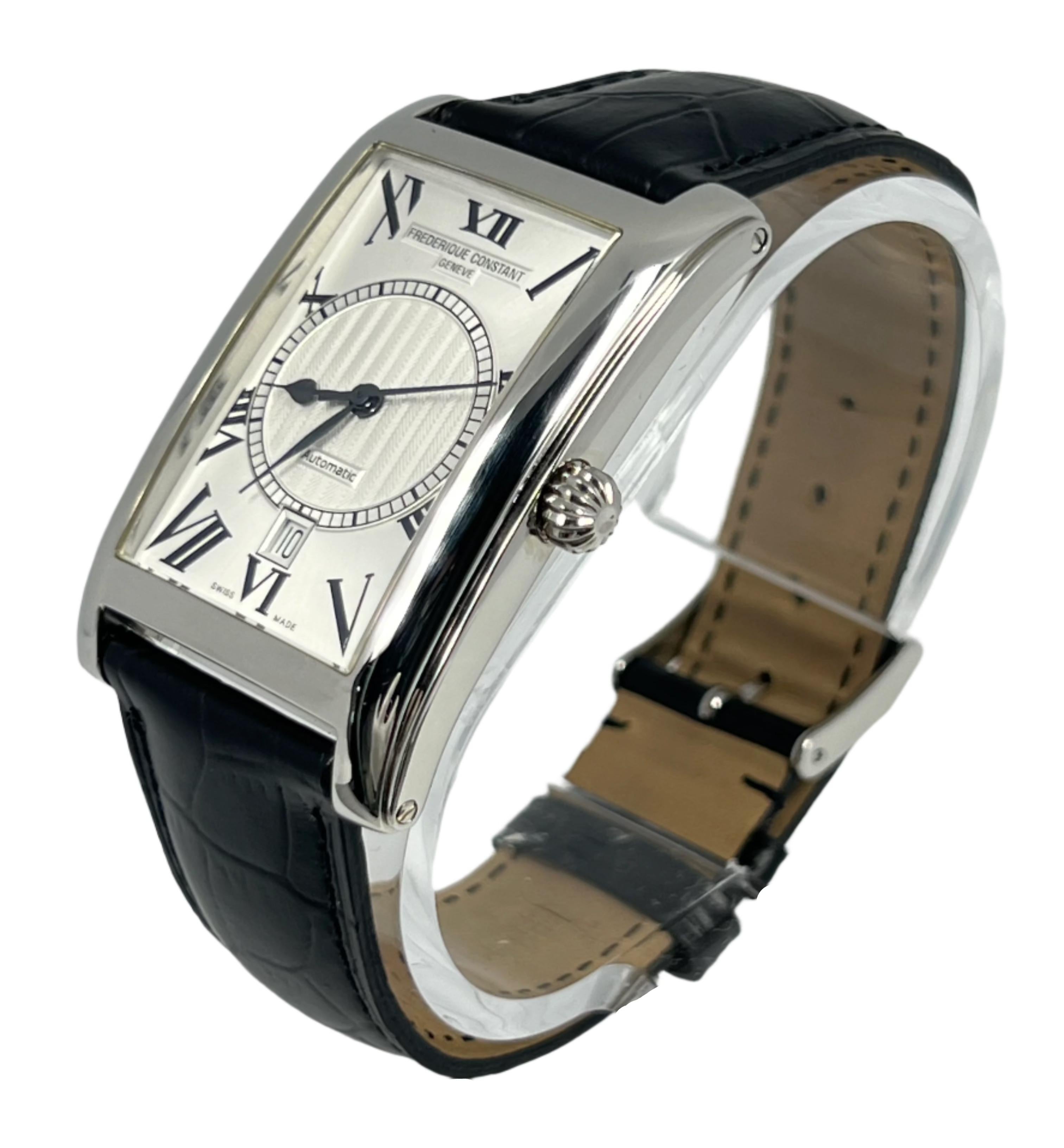 Modern Frederique Constant Stainless steel Carree Wristwatch with Date Ref FC303MS4C26 For Sale