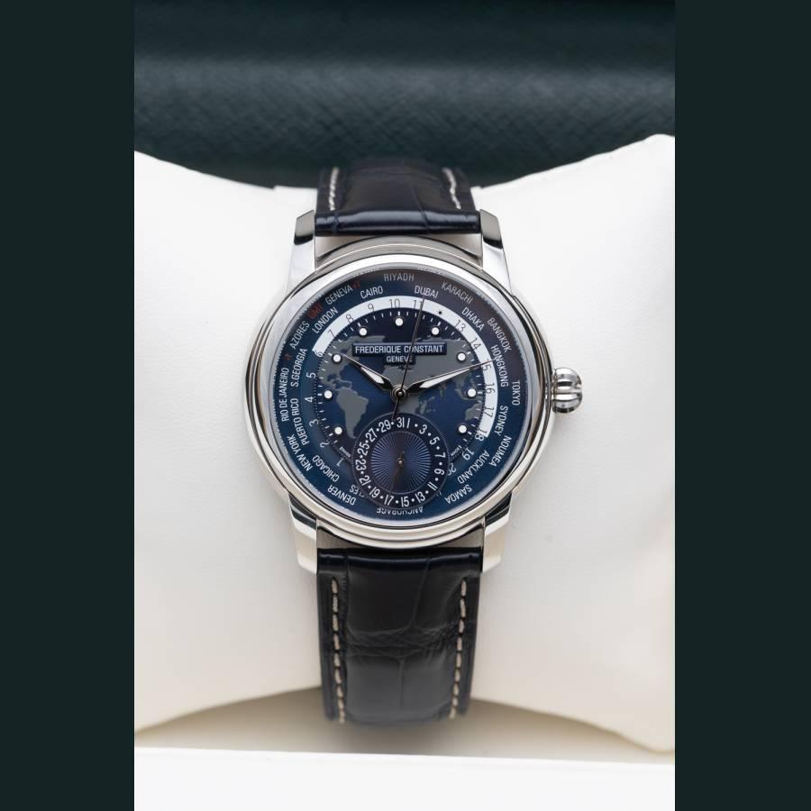 Frederique Constant Classic Worldtimer 42 Blaues Zifferblatt Neu 2022 Ref FC.718NWM4M6 im Zustand „Neu“ im Angebot in București, București