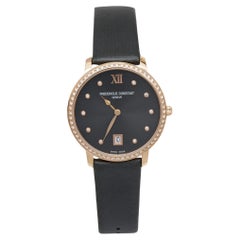 Frederique Constant Grey Rose Gold Plated Stainless Steel Satin Diamond Slim