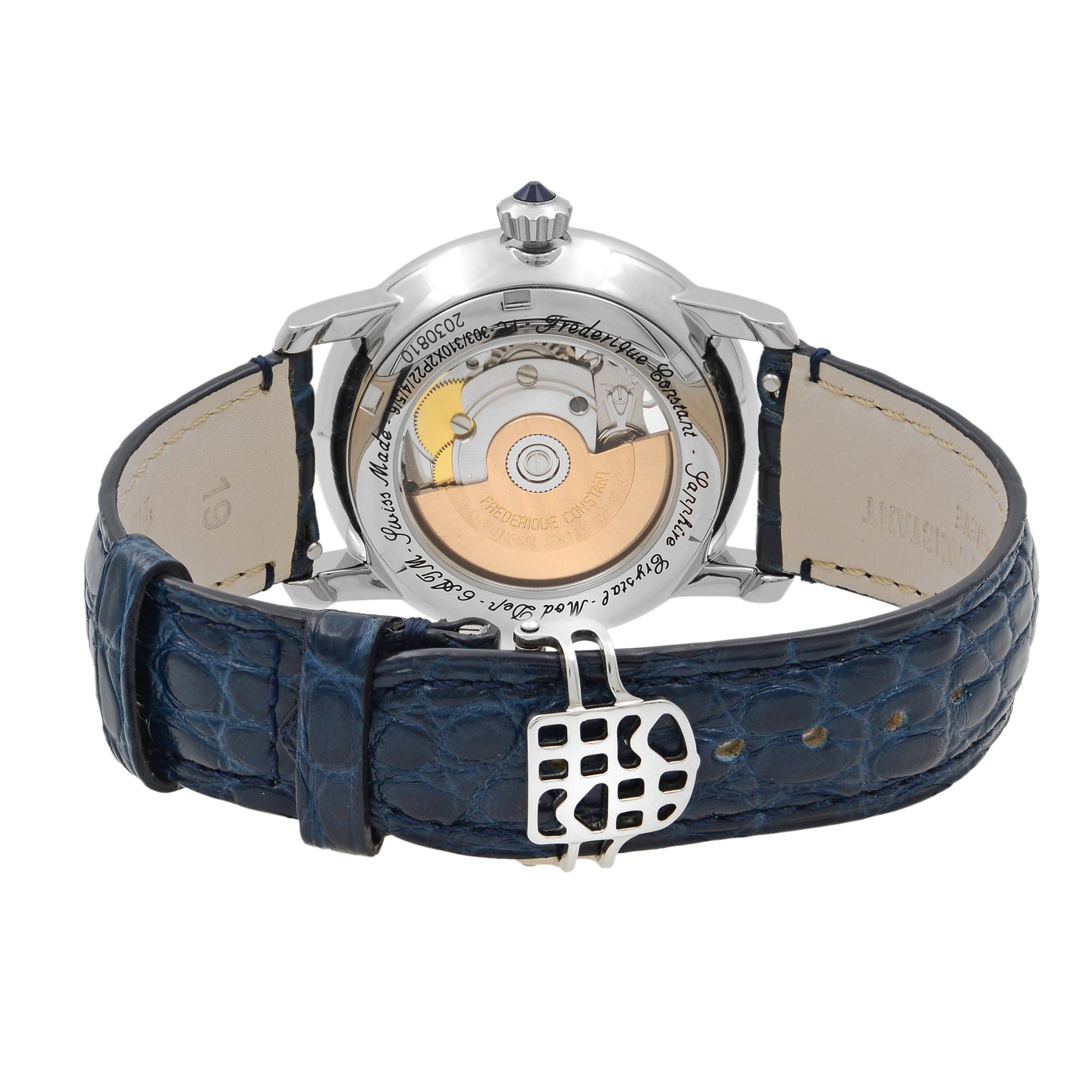 Frederique Constant Heartbeat Montre automatique bleue en acier, pour femmes FC-310HBAND2P6 en vente 1