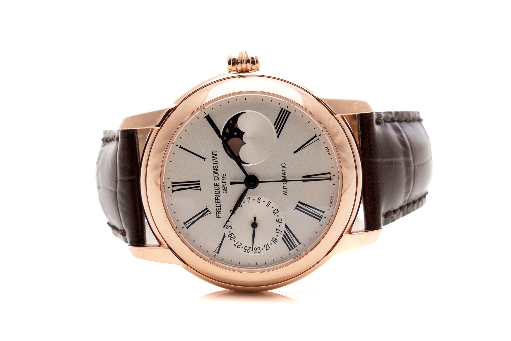Men's Frederique Constant Manufacture Classic Moonphase 42 Rose Gold Plated FC712MS4H4 For Sale