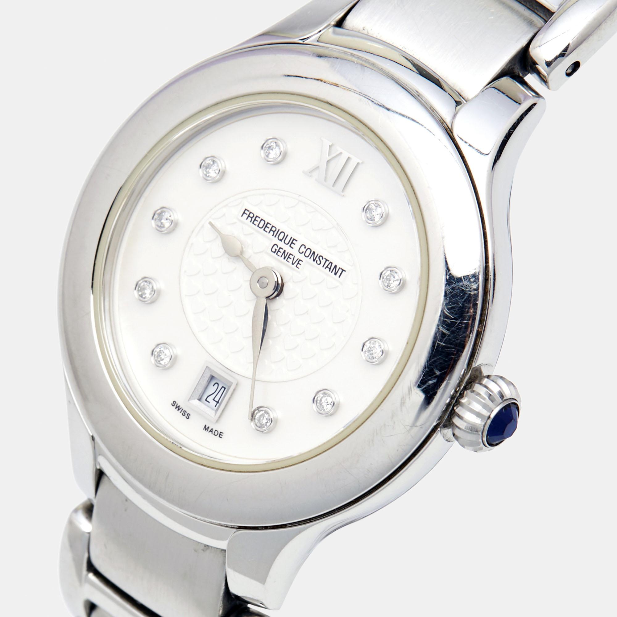 Frederique Constant Mother Of Pearl Stainless Diamond Delight Wristwatch 31 mm 2