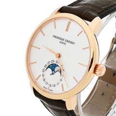 Frederique Constant Rose Gold Plated Slimline Moonphase Men's Wristwatch 42 mm