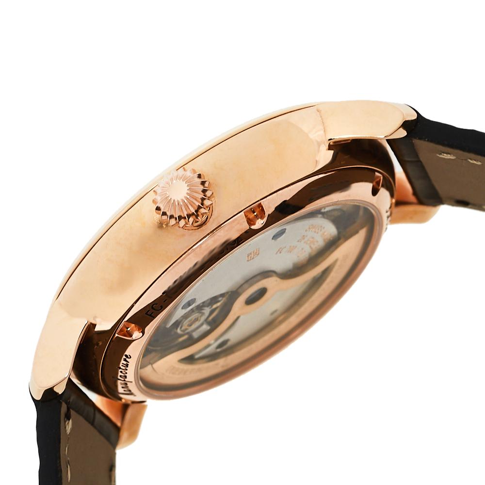 Frederique Constant Rose Gold Plated Slimline Moonphase Men's Wristwatch 42 mm In Excellent Condition In Dubai, Al Qouz 2