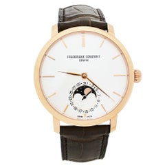 Frederique Constant Rose Gold Plated Slimline Moonphase Men's Wristwatch 42 mm