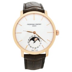 Used Frederique Constant Rose Gold Plated Slimline Moonphase Men's Wristwatch 42 mm