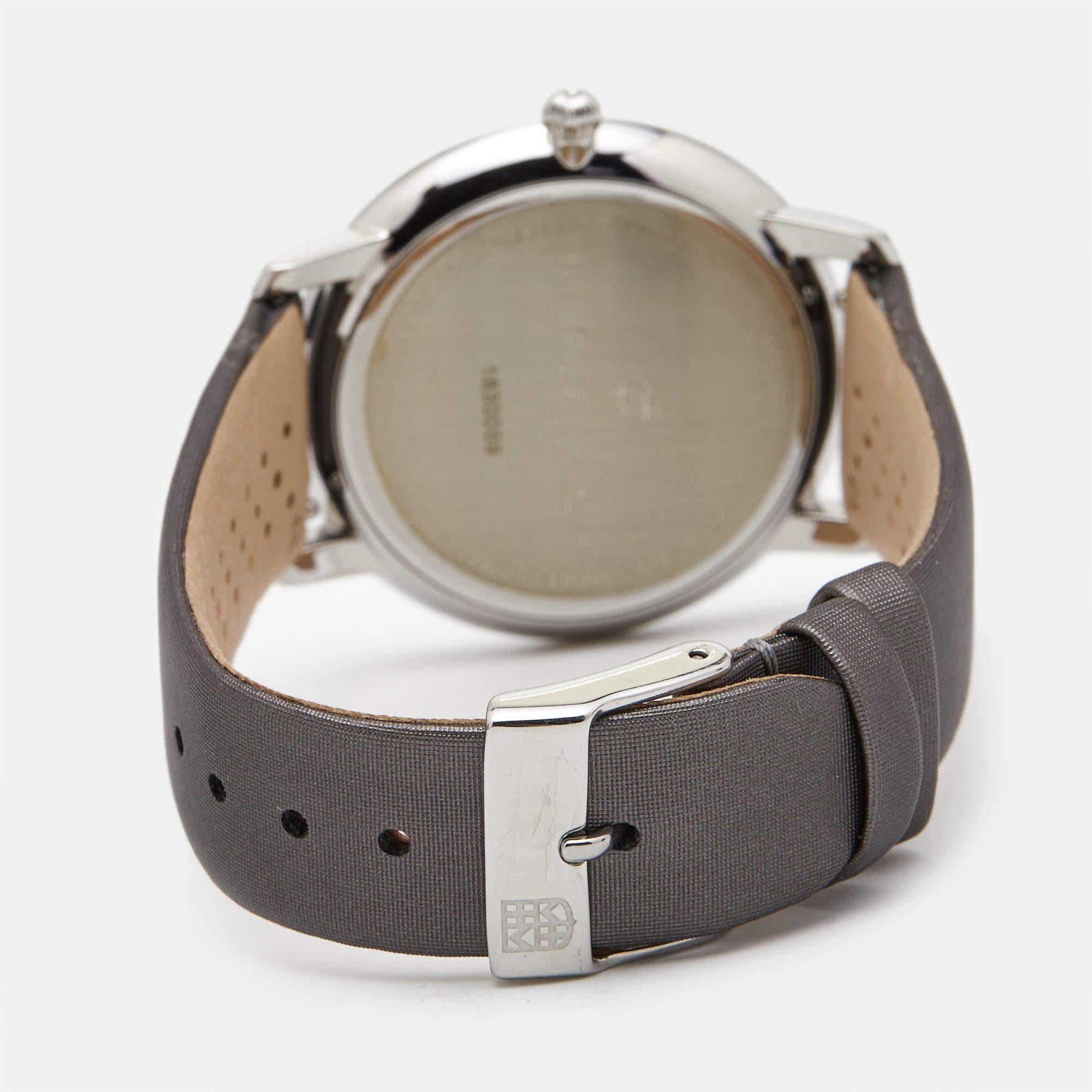 Frederique Constant Silver Satin Diamond Slim Line Women's Wristwatch 37 mm In Excellent Condition For Sale In Dubai, Al Qouz 2