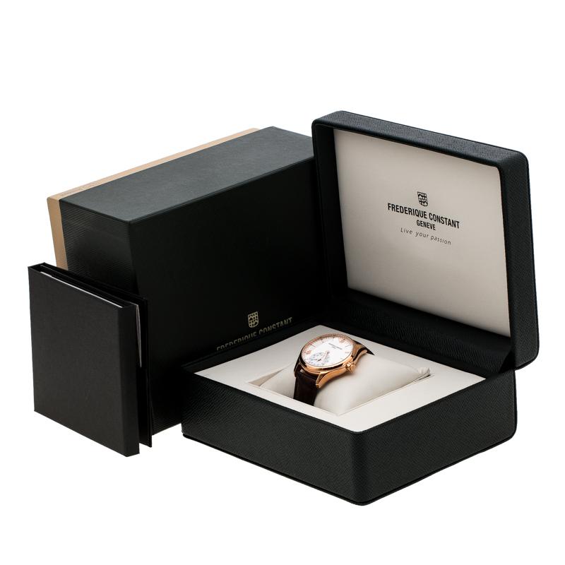 Frederique Constant Silver White Dial Rose Gold Plated Horological Smart FC-285V In New Condition In Dubai, Al Qouz 2