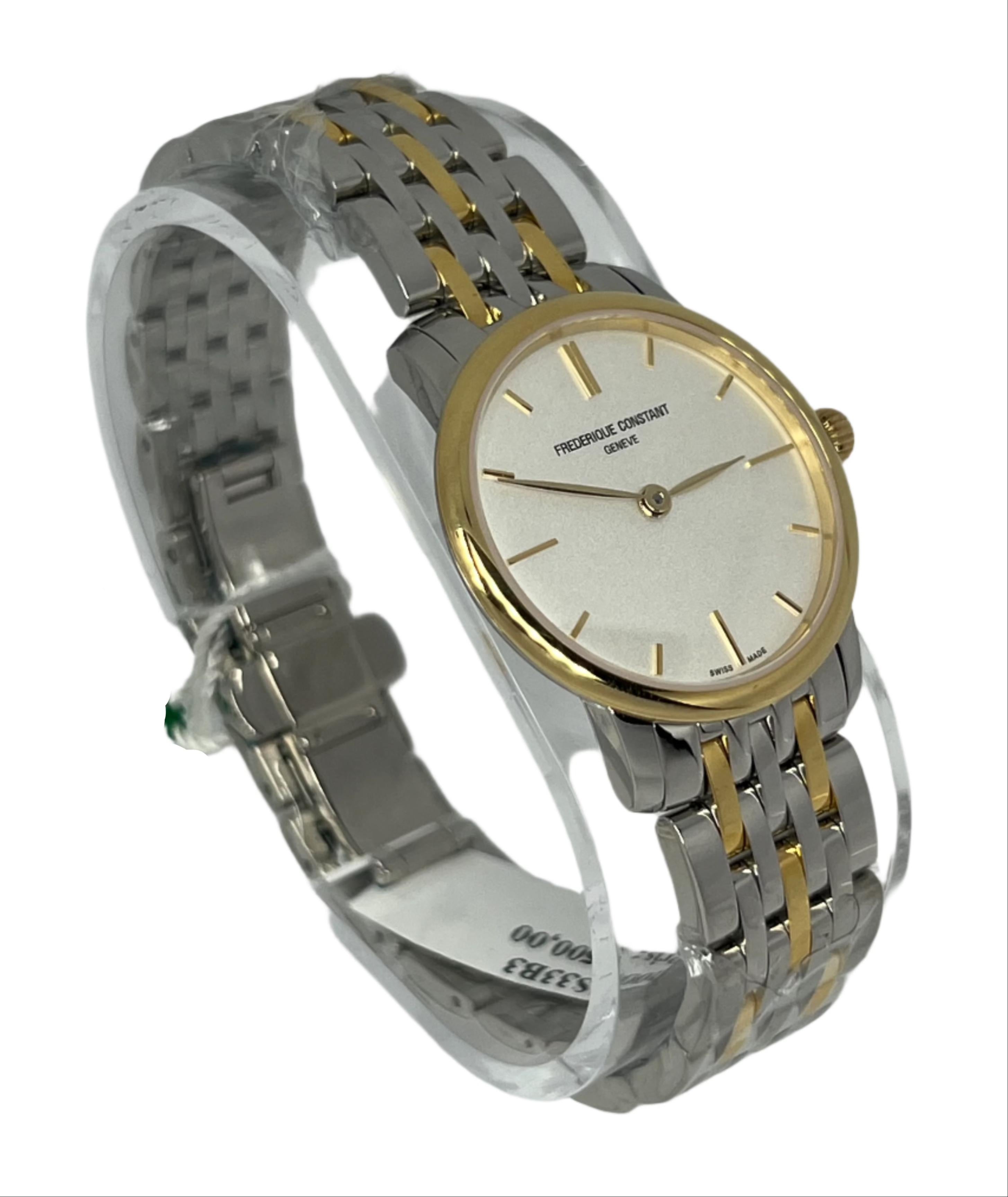 Modern Frederique Constant Slim Line Stainless steel Lady's Watch Ref FC200S1S33B3 For Sale