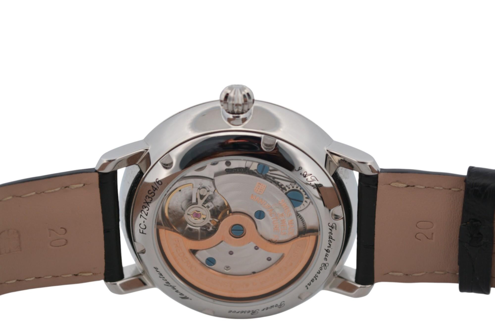 Frederique Constant Slimline Power Reserve 40mm Acier Full Set 2025 Ref : FC-723W en vente 8