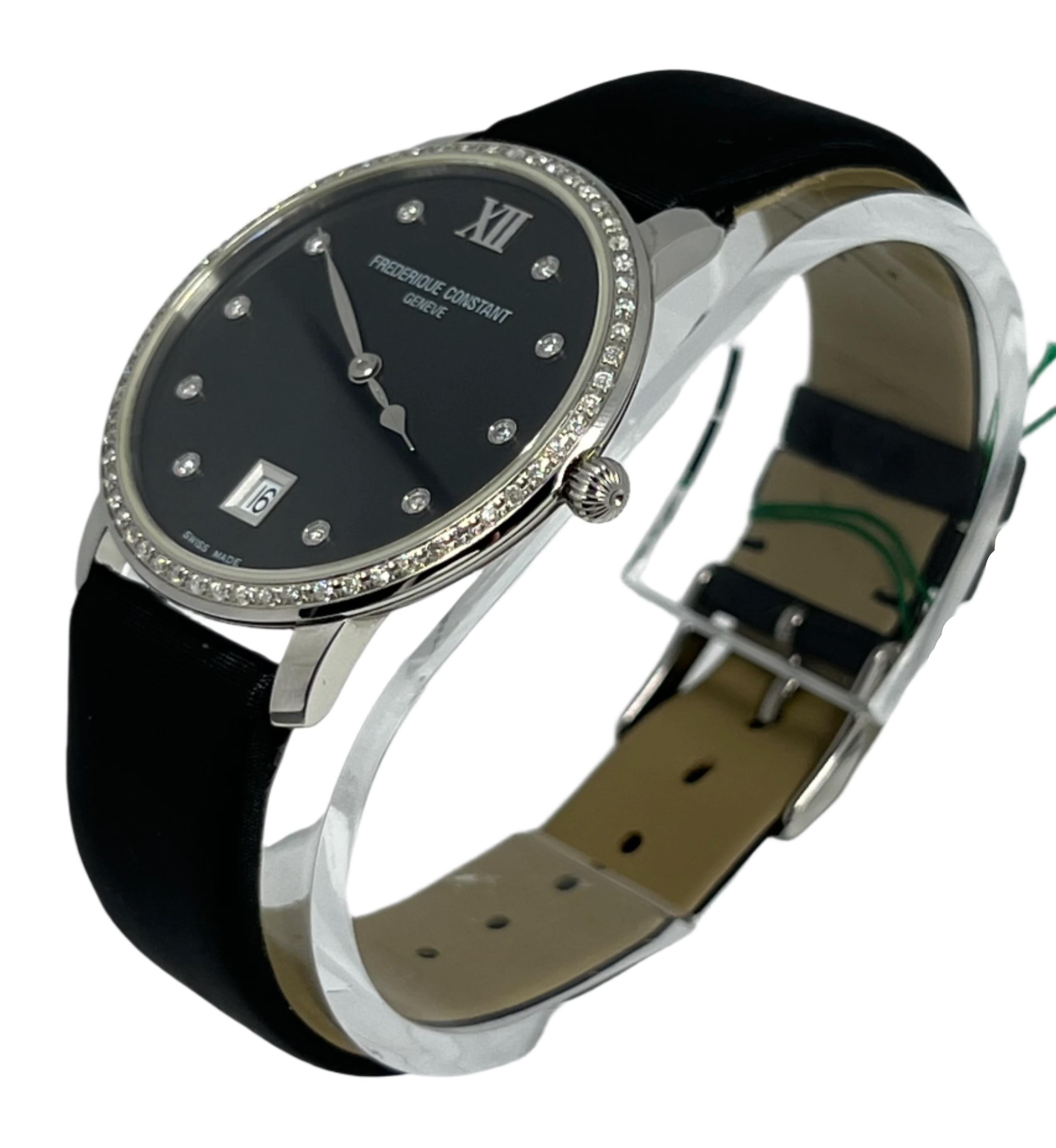 Modern Frederique Constant Stainless steel Slimline Wristwatch Ref FC220B4SD36 For Sale