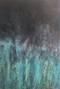 Abyss by Frédérique Domergue - Abstract painting on metal leaves