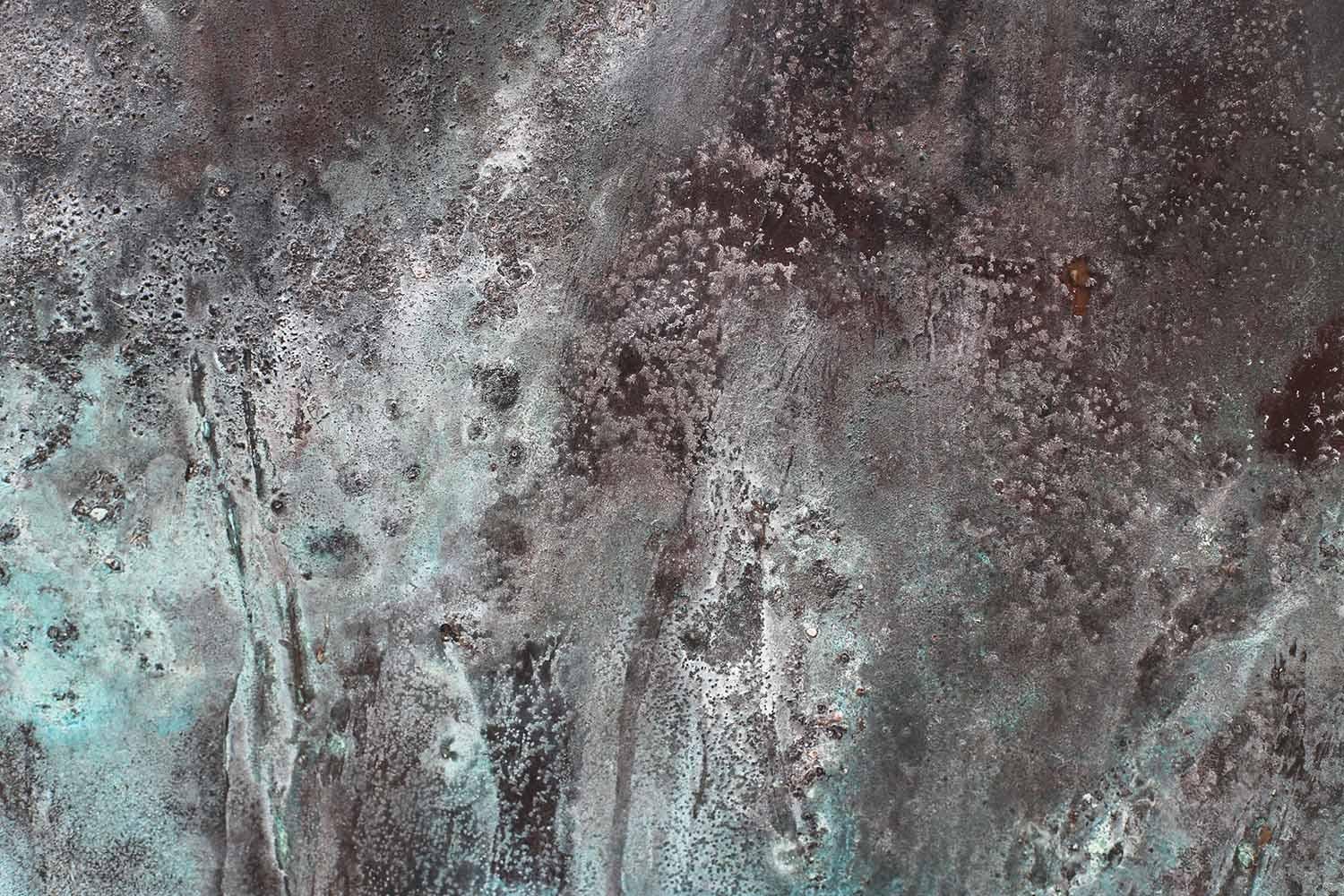 Abyss by Frédérique Domergue - Contemporary abstract painting, metal, turquoise  For Sale 2
