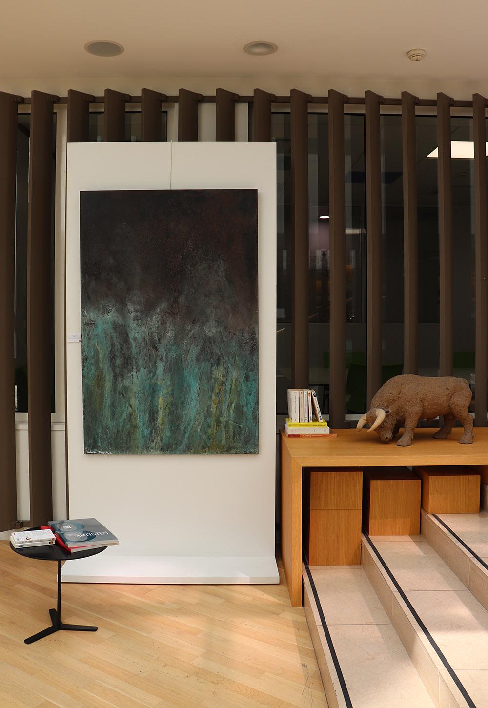 Abysses de Frédérique Domergue - Peinture abstraite contemporaine, turquoise, mer en vente 2