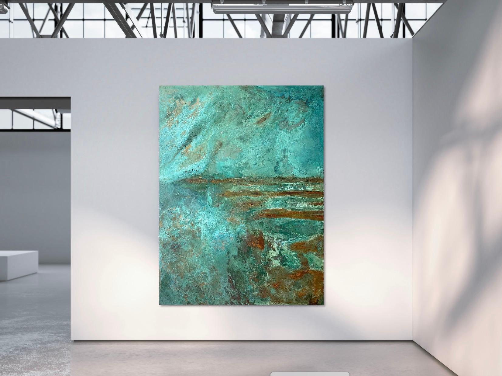 All the Sun on the Sea II von F. Domergue – Großes Gemälde auf Metallblättern, Meer, All the Sun on the Sea (Abstrakt), Painting, von Frédérique Domergue