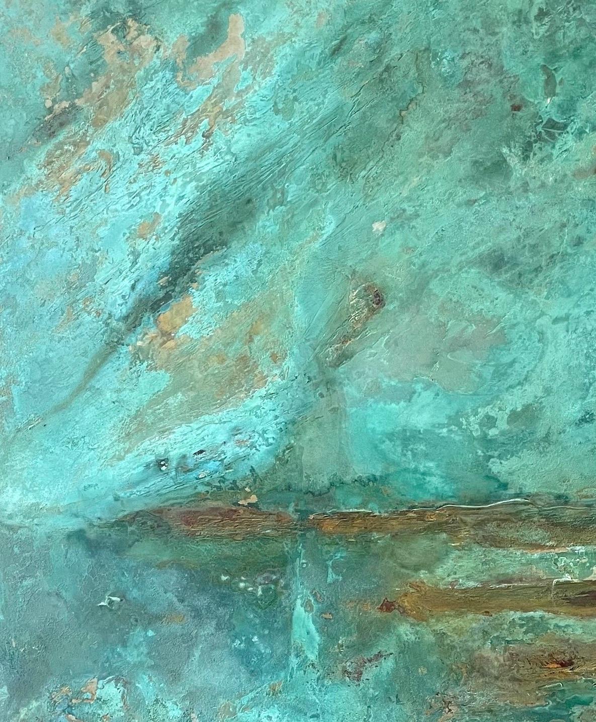 All the Sun on the Sea II von F. Domergue – Großes Gemälde auf Metallblättern, Meer, All the Sun on the Sea im Angebot 3