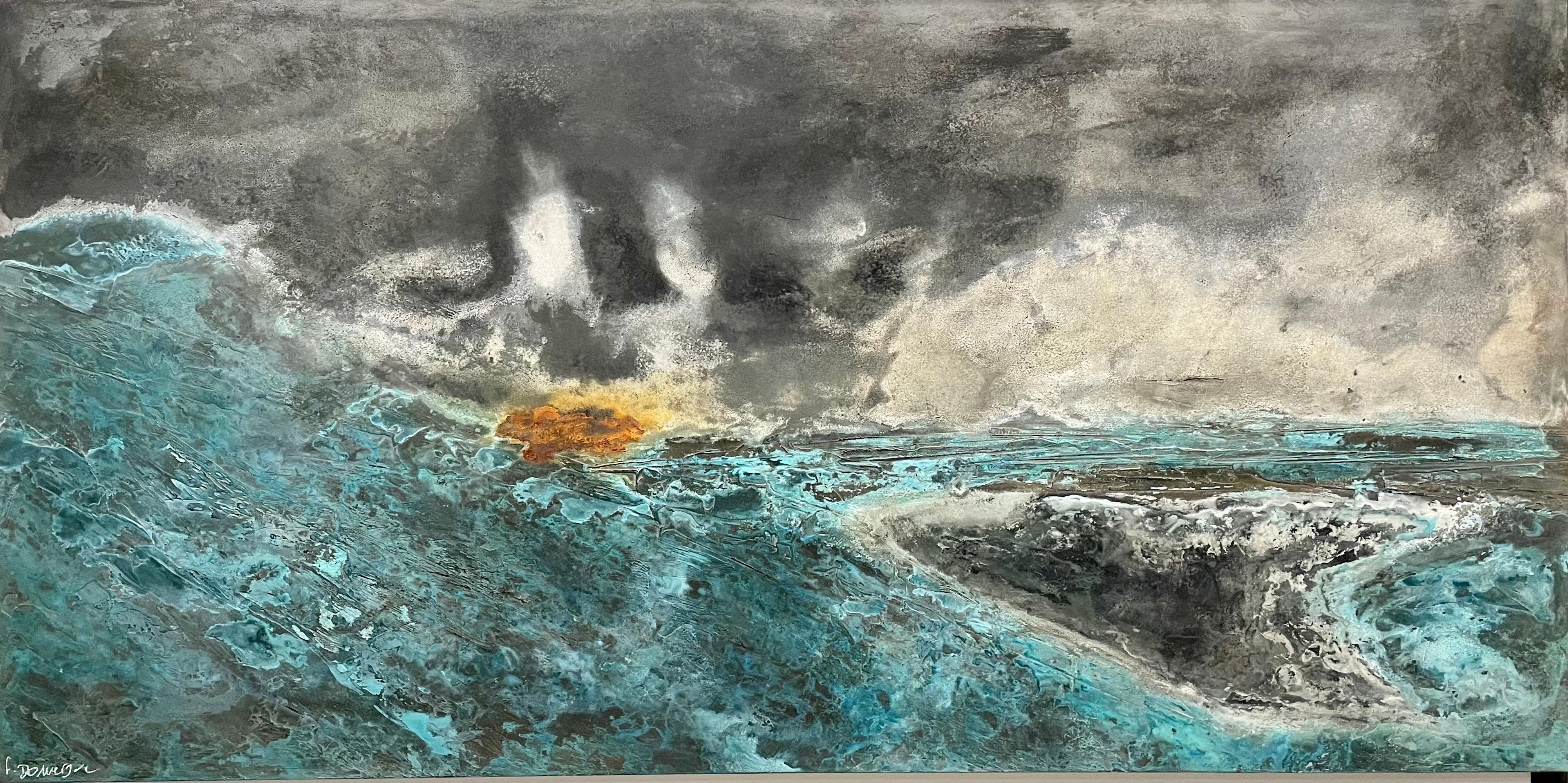 Amber, Since Time Immemorial by Frédérique Domergue, Abstract Painting on Metal