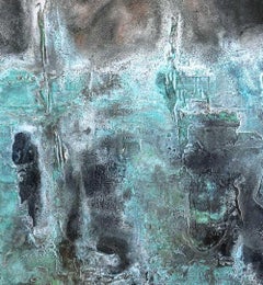 Blue Marsh I von Frédérique Domergue - Zeitgenössische abstrakte Malerei, Meer, Himmel