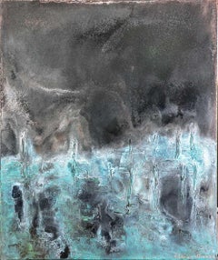 Frédérique Domergue - Blue Marsh I by Frédérique Domergue - Contemporary abstract painting, sea, sky Blue Marsh I by Frédérique Domergue - Contemporary abstract painting, sea, sky