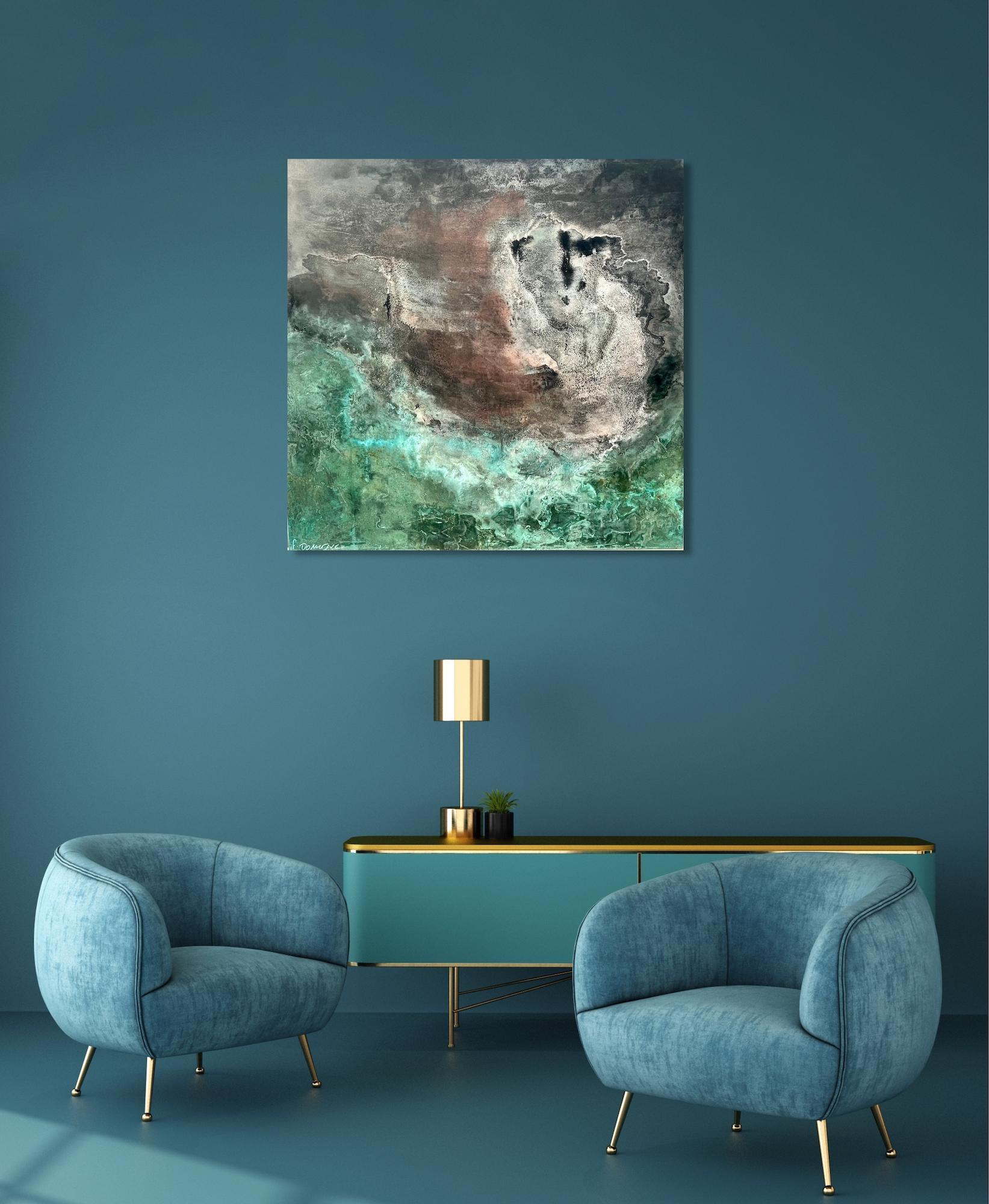 Sépalos de bronce de Frédérique Domergue - Pintura abstracta contemporánea, mar, cielo en venta 1