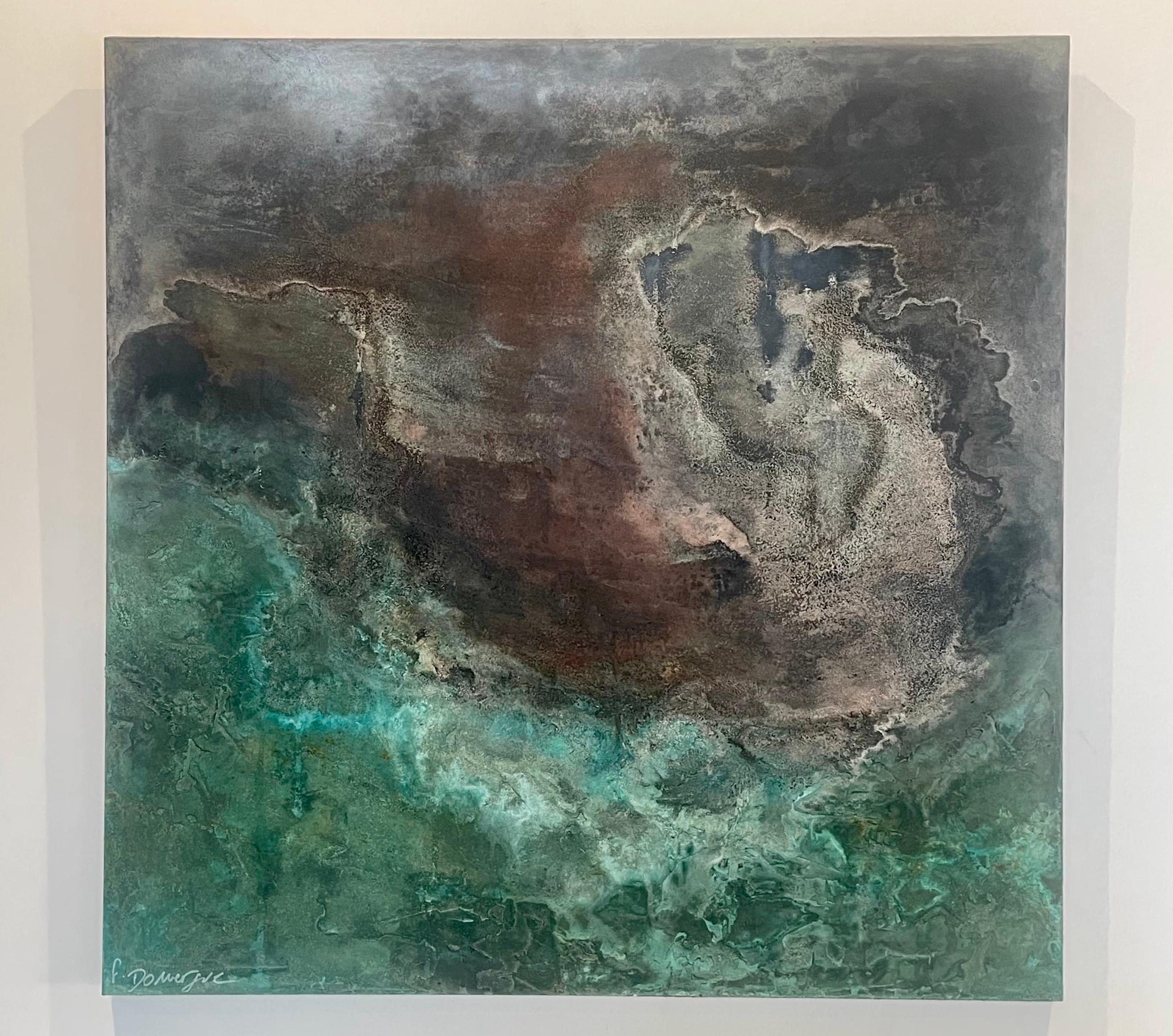 Sépalos de bronce de Frédérique Domergue - Pintura abstracta contemporánea, mar, cielo en venta 2