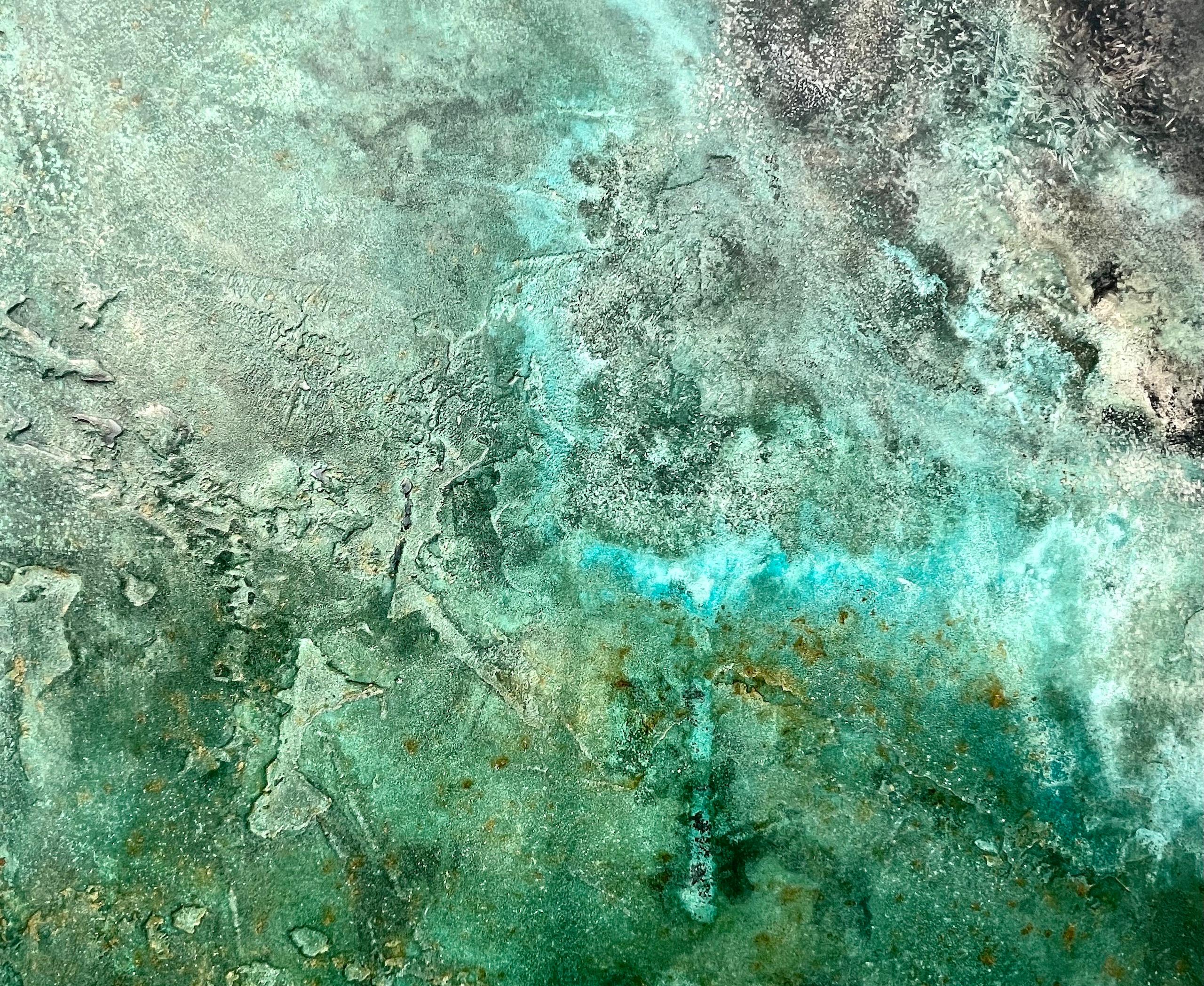 Sépalos de bronce de Frédérique Domergue - Pintura abstracta contemporánea, mar, cielo en venta 3