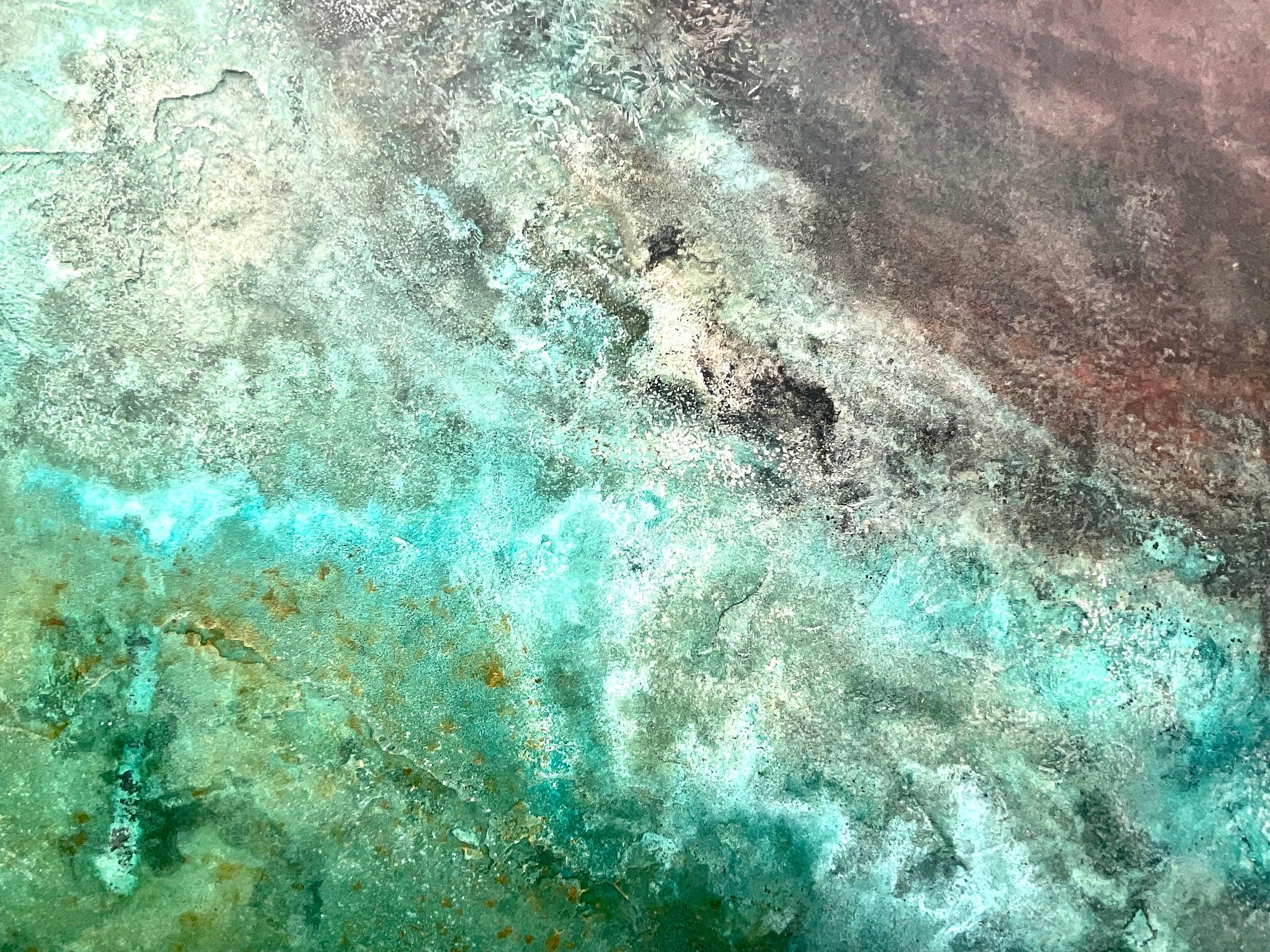 Sépalos de bronce de Frédérique Domergue - Pintura abstracta contemporánea, mar, cielo en venta 4
