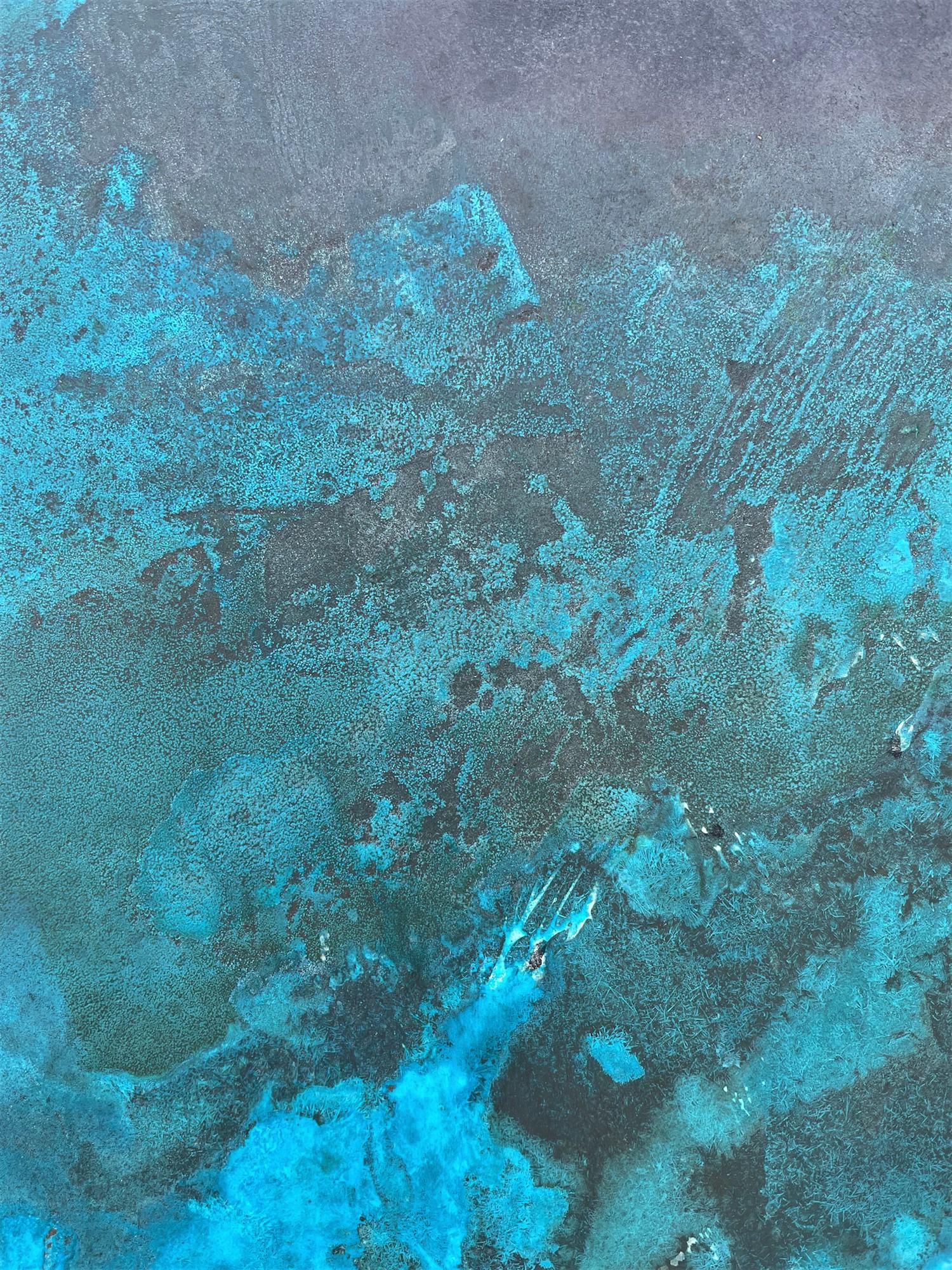 Confluences by Frédérique Domergue - Abstrakte Malerei auf Metall Blätter, Meer, Himmel im Angebot 6