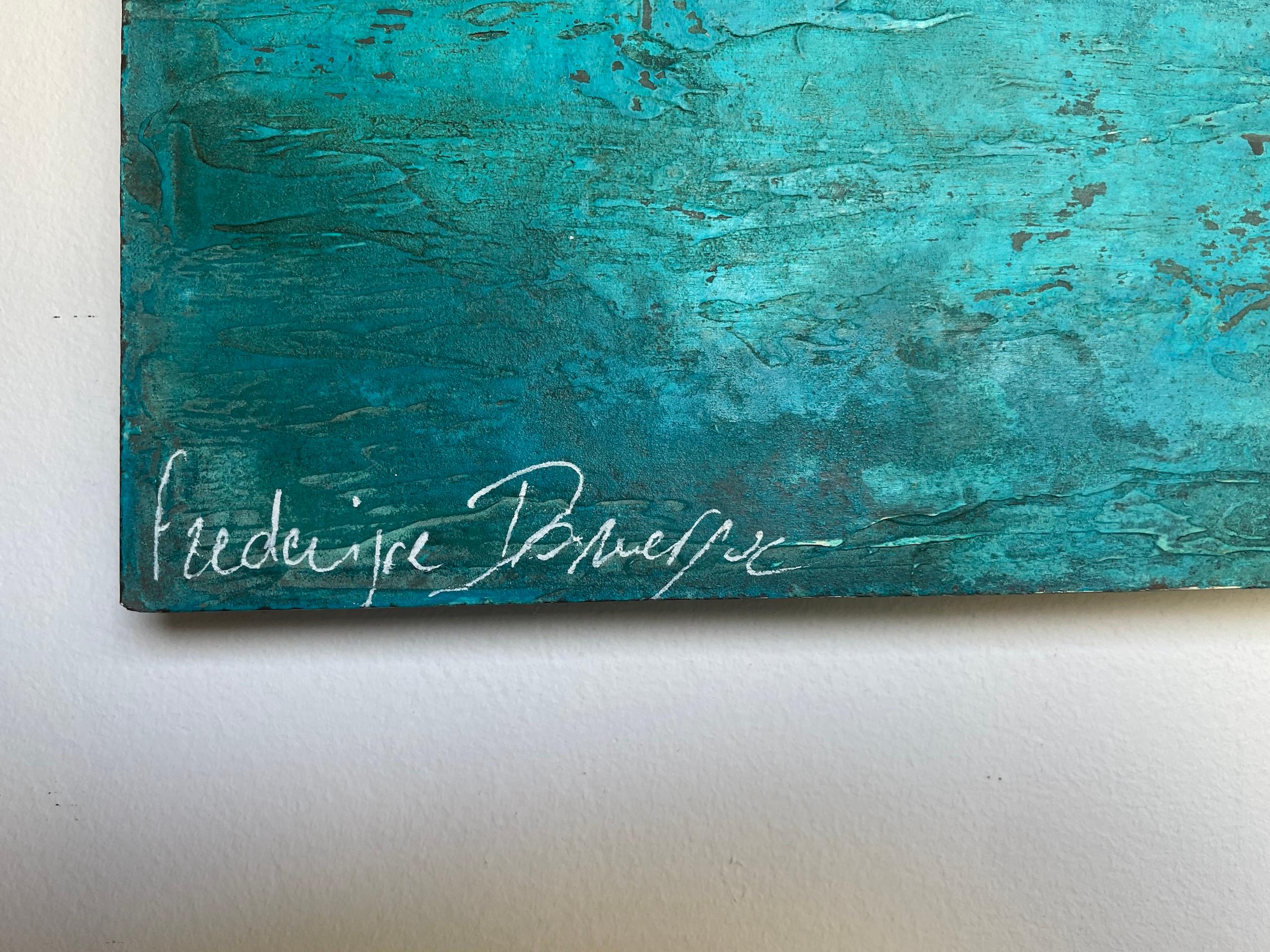 Confluences by Frédérique Domergue - Abstrakte Malerei auf Metall Blätter, Meer, Himmel im Angebot 7