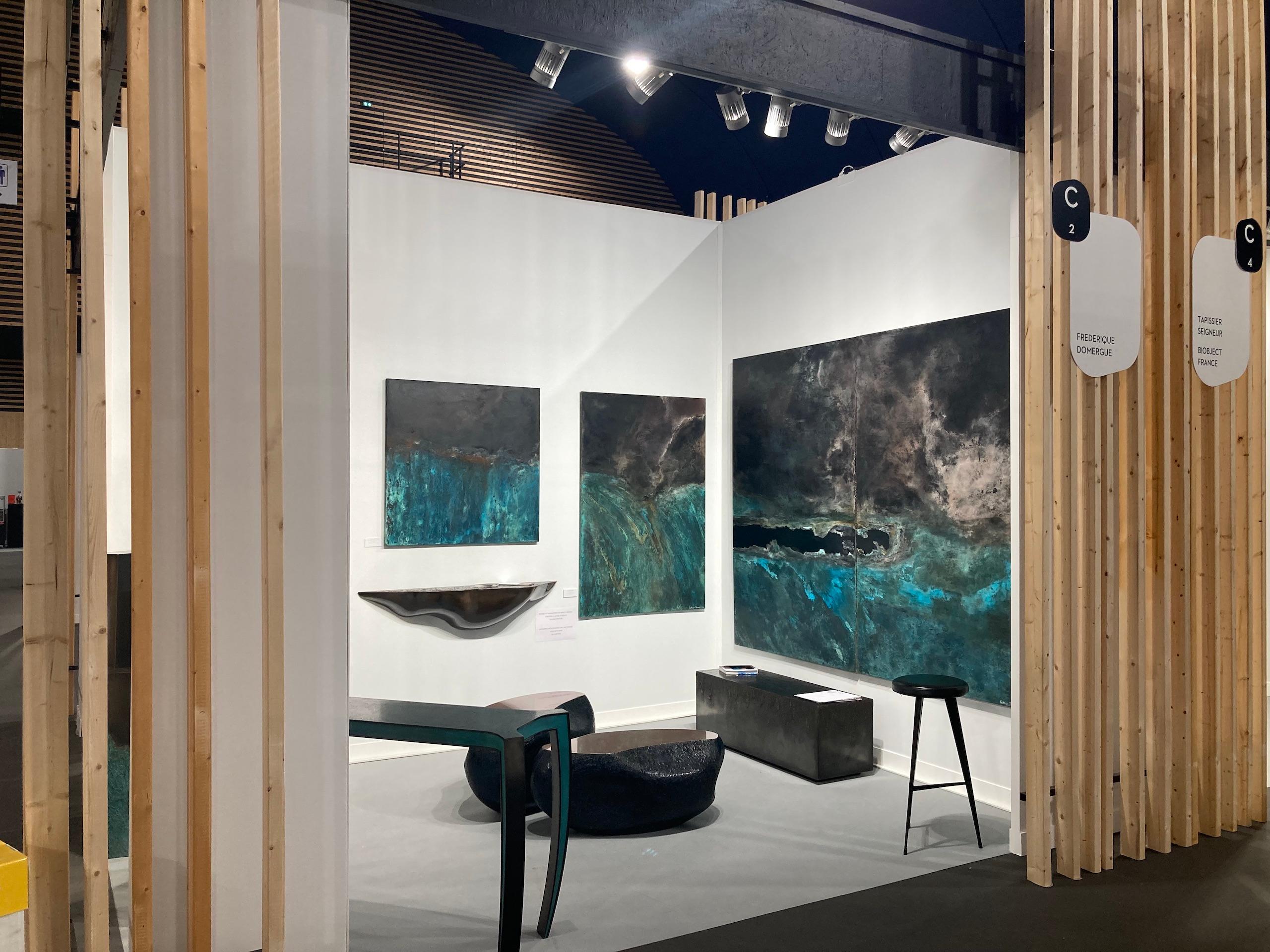 Confluences II von Frédérique Domergue - Abstrakte Malerei auf Metallblättern, Meer im Angebot 10