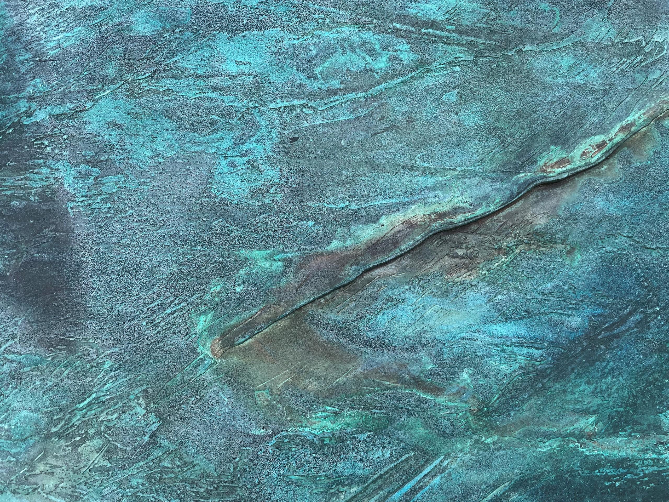 Confluences II von Frédérique Domergue - Abstrakte Malerei auf Metallblättern, Meer im Angebot 4