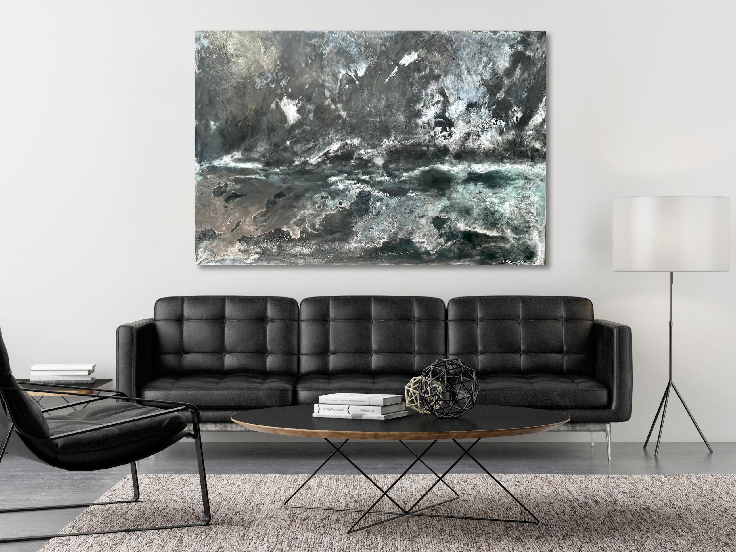 Danza de sombras de Frédérique Domergue - Pintura abstracta contemporánea, mar en venta 1