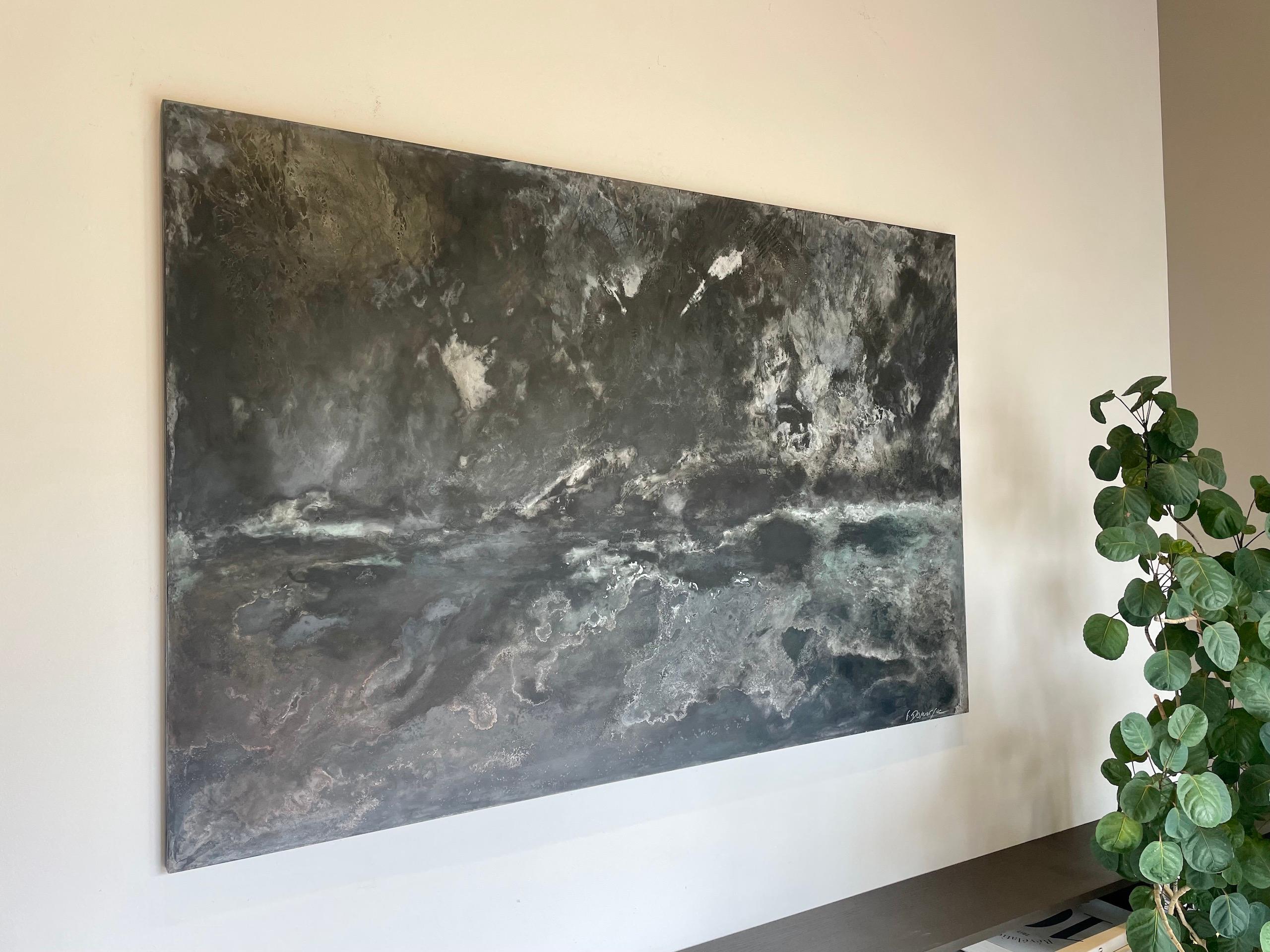 Danza de sombras de Frédérique Domergue - Pintura abstracta contemporánea, mar en venta 4