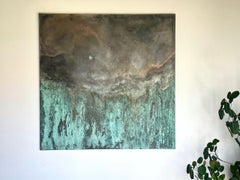 Cascada Esmeralda II de Frédérique Domergue - Pintura abstracta sobre hojas de metal