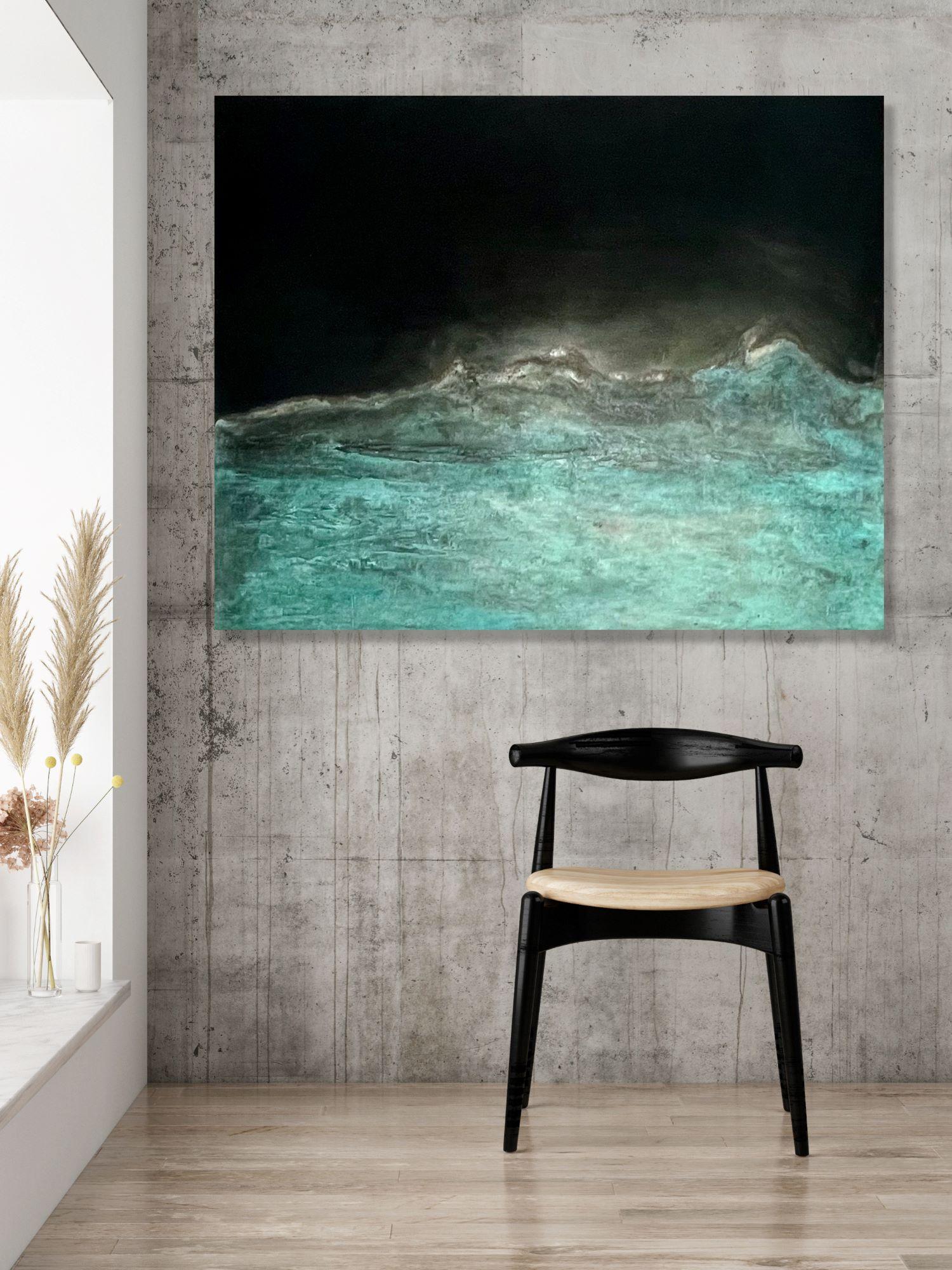 Frost horizon on Enceladus II by Frédérique Domergue - Abstract painting, metal  For Sale 2
