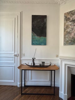 Frosted Sky by Frédérique Domergue - Abstract painting, blue, sea, texture