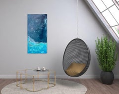 Cielo escarchado by Frédérique Domergue - Cuadro abstracto, azul, mar, textura