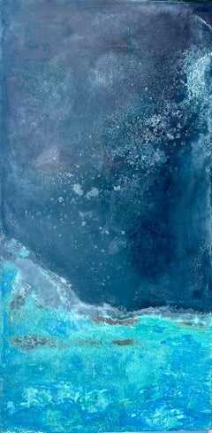Frosted Sky by Frédérique Domergue - Abstract painting, blue, sea, texture