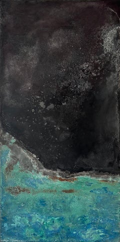 Frosted Sky by Frédérique Domergue - Abstract painting, blue, sea, texture