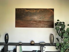 Infini sur Danakil par Frédérique Domergue - Peinture abstraite sur métal, Brown