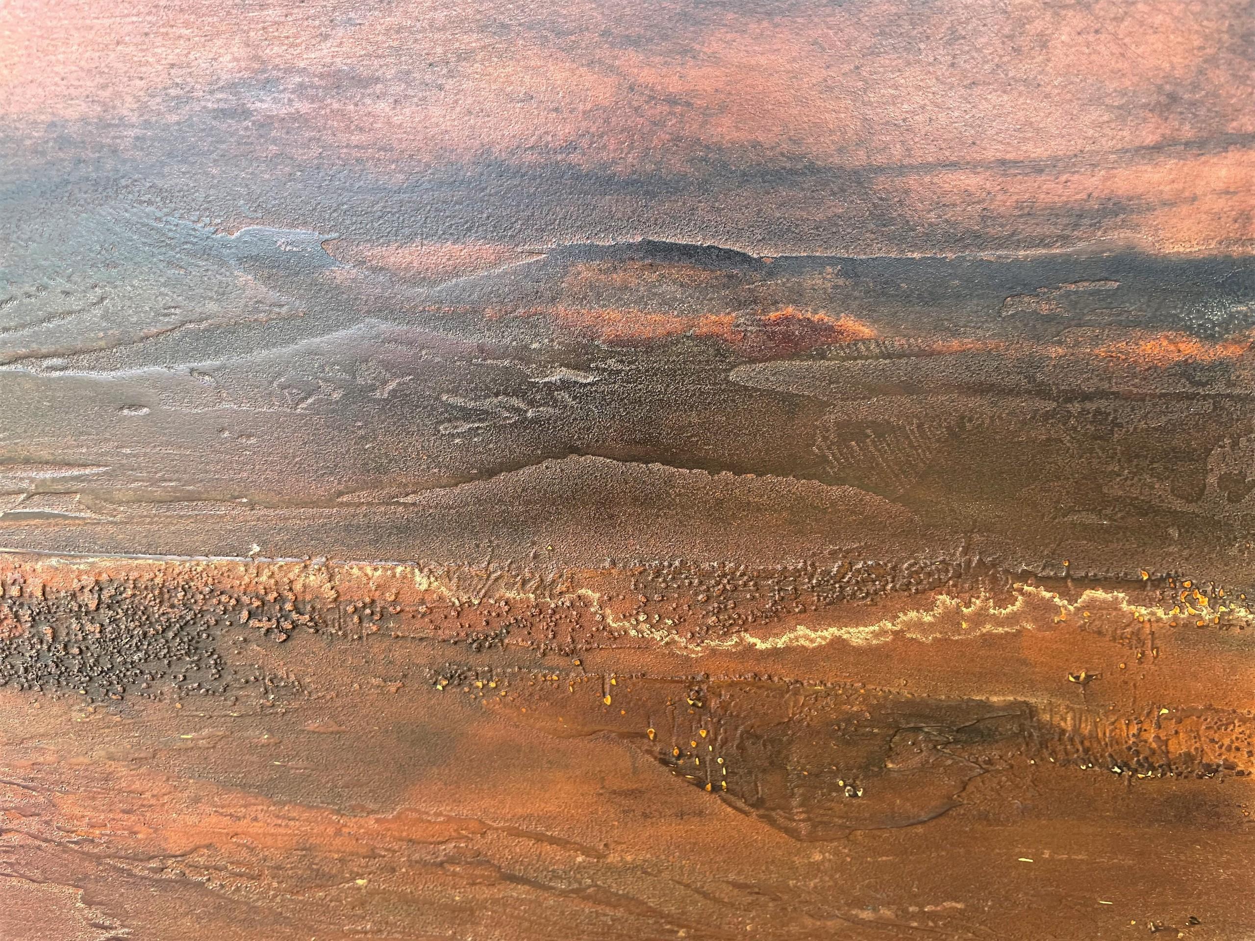 Infinito en Danakil de Frédérique Domergue - Pintura abstracta sobre metal, marrón en venta 3