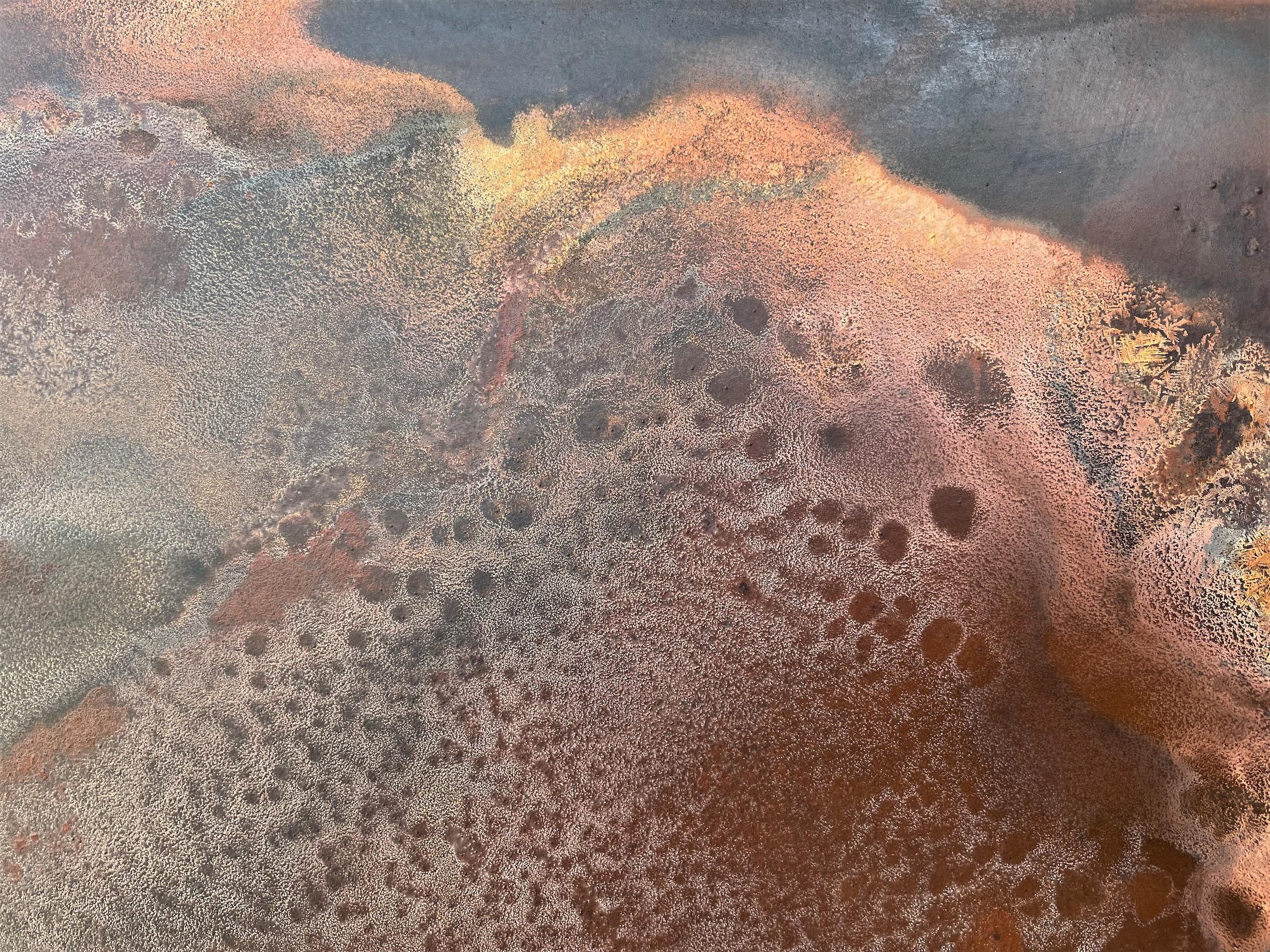 Infinito en Danakil de Frédérique Domergue - Pintura abstracta sobre metal, marrón en venta 4