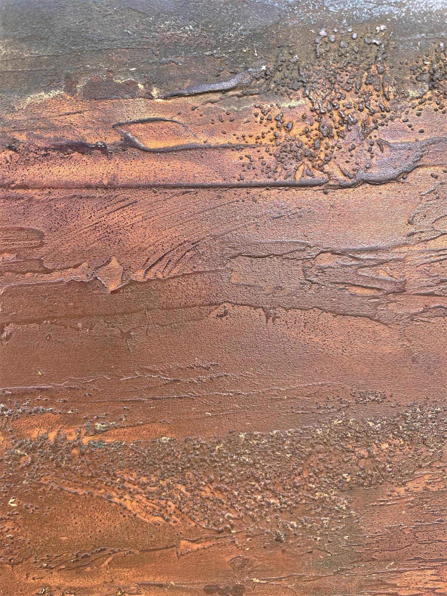 Infinito en Danakil de Frédérique Domergue - Pintura abstracta sobre metal, marrón en venta 5