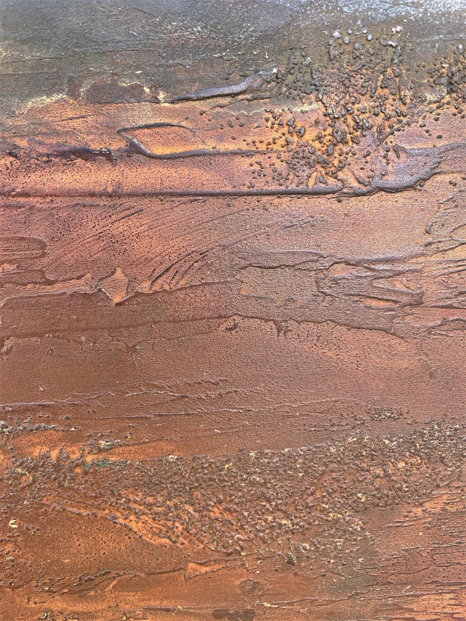 Infinity on Danakil di Frédérique Domergue - Pittura astratta su metallo, marrone in vendita 5