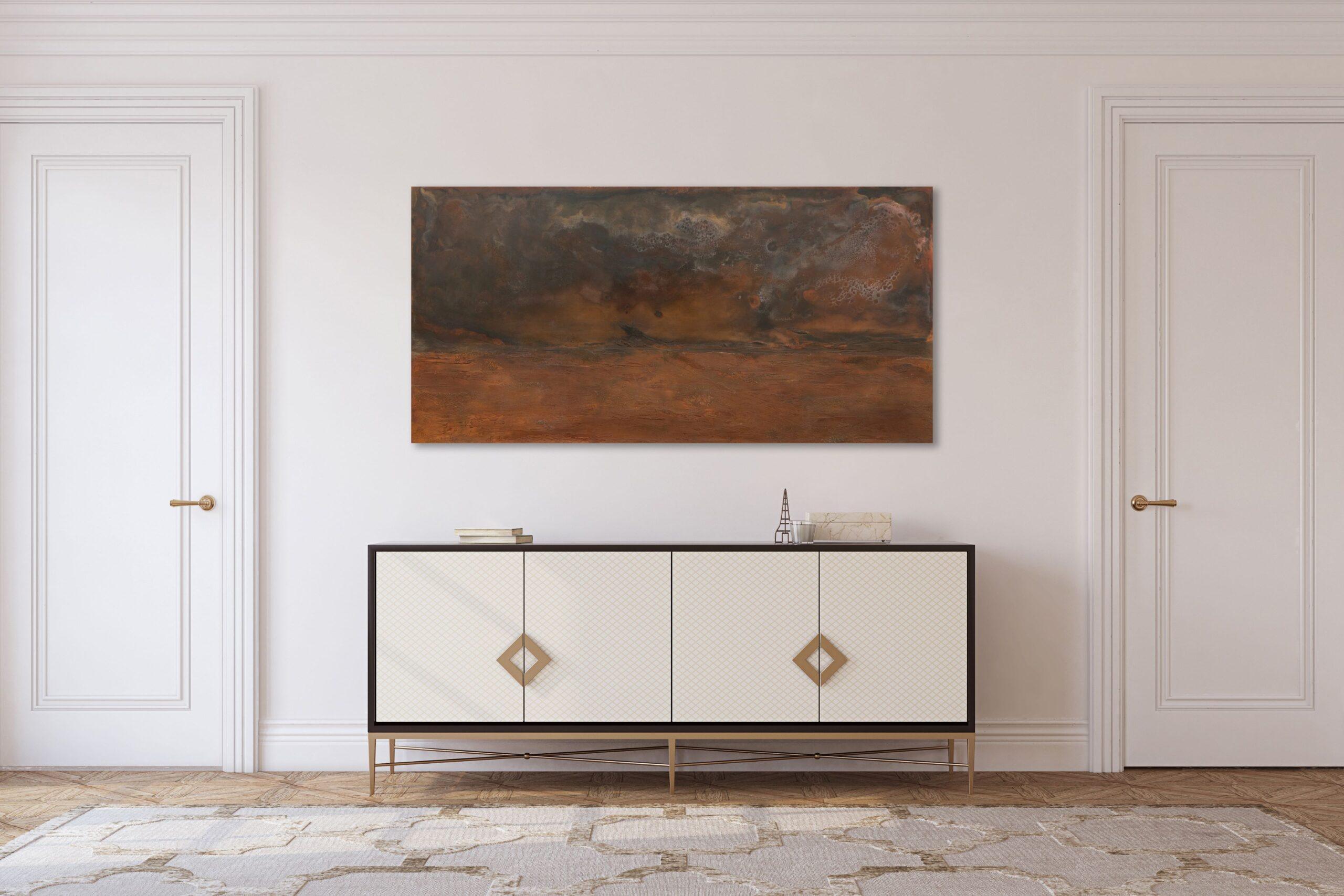 Infinito en Danakil de Frédérique Domergue - Pintura abstracta sobre metal, marrón en venta 6
